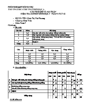 Kiểm tra 45 phút Hình học 7 tuần 9 tiết 18